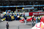 Michael Schumacher driving to the grid
