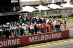 Schumacher and Barrichello celebrate pole
